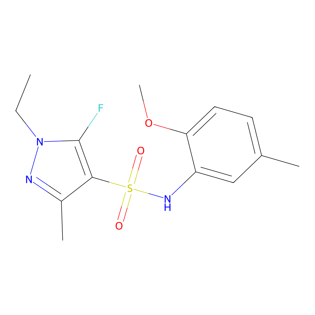 1-Ethyl-5-fluoro-N-(2-methoxy-5-methylphenyl)-3-methyl-1H-pyrazole-4-sulfonamide molecular structure, CAS 1855890-19-5