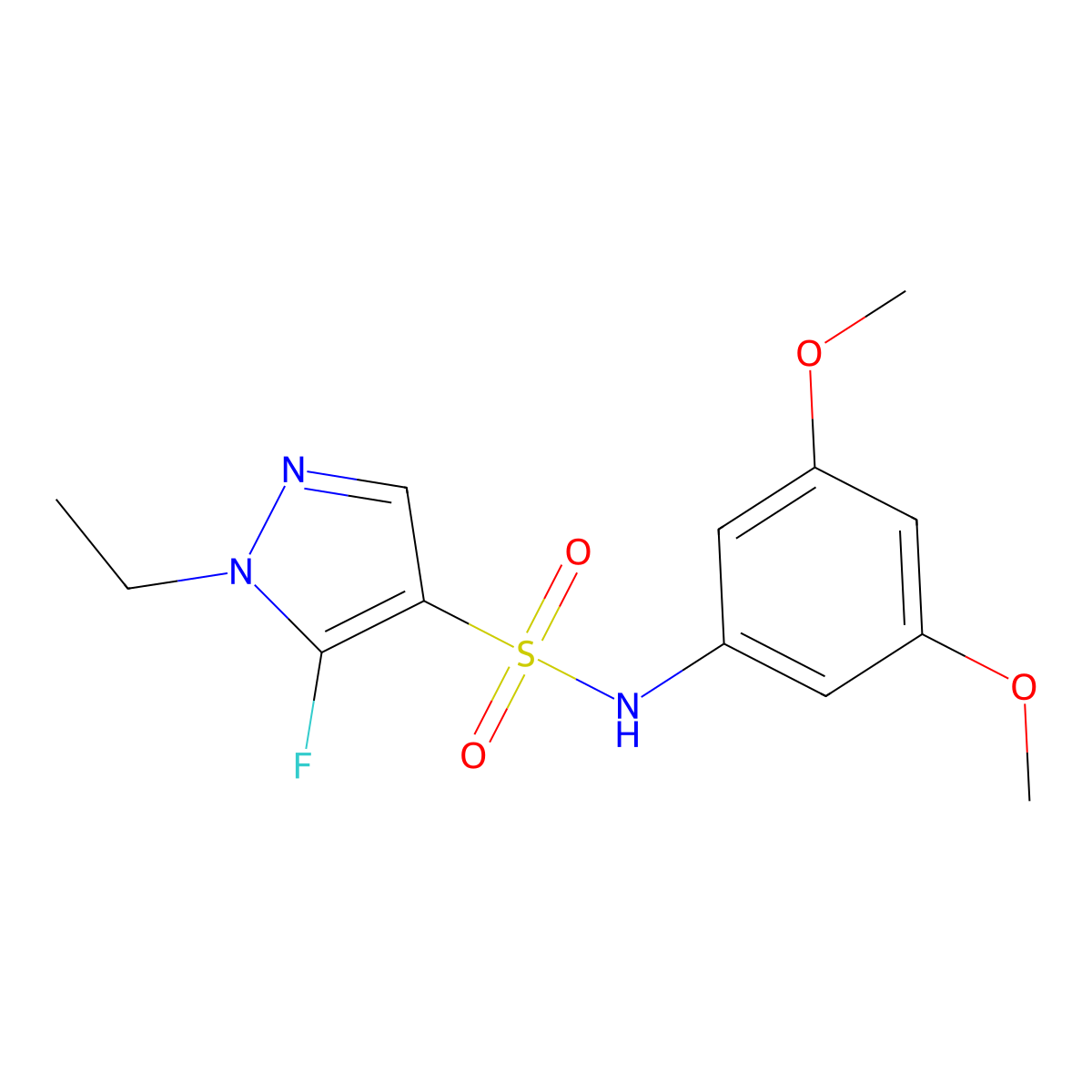 N-(3,5-Dimethoxyphenyl)-1-ethyl-5-fluoro-1H-pyrazole-4-sulfonamide molecular structure, CAS 1855890-24-2