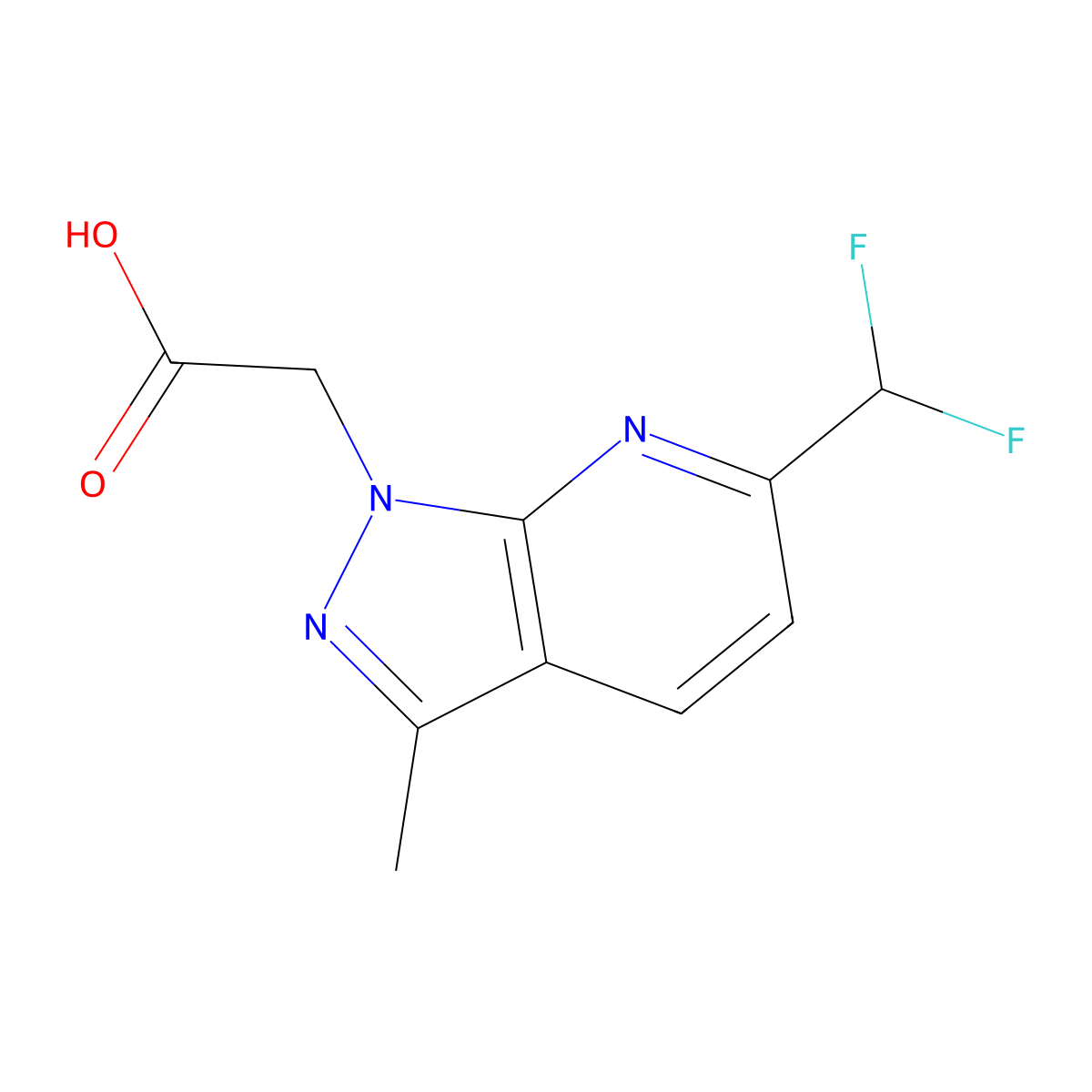 2-[6-(Difluoromethyl)-3-methyl-1H-pyrazolo[3,4-b]pyridin-1-yl]acetic acid molecular structure, CAS 1855890-41-3