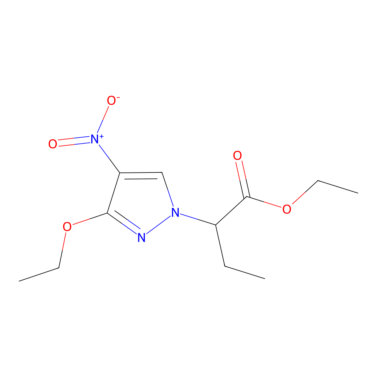 ethyl 2-(3-ethoxy-4-nitro-1H-pyrazol-1-yl)butanoate molecular structure, CAS 1855890-43-5