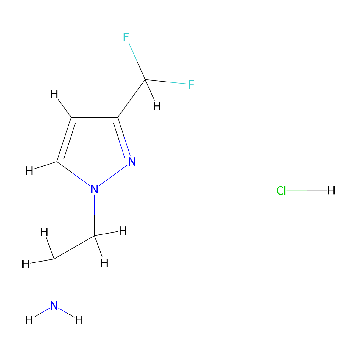 2-[3-(Difluoromethyl)-1H-pyrazol-1-yl]ethanamine hydrochloride molecular structure, CAS 1855890-44-6