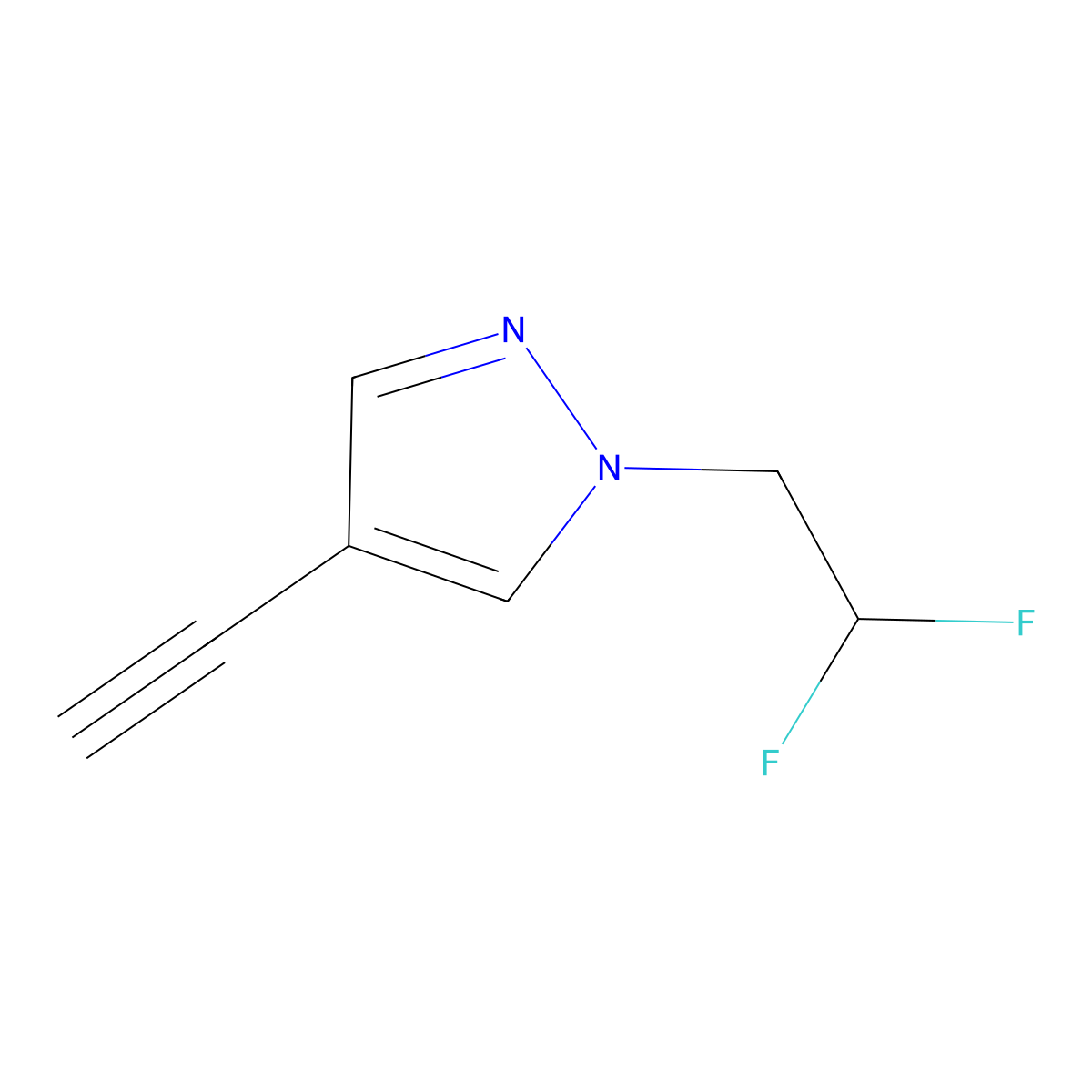 1-(2,2-difluoroethyl)-4-ethynyl-1H-pyrazole molecular structure, CAS 1855890-49-1