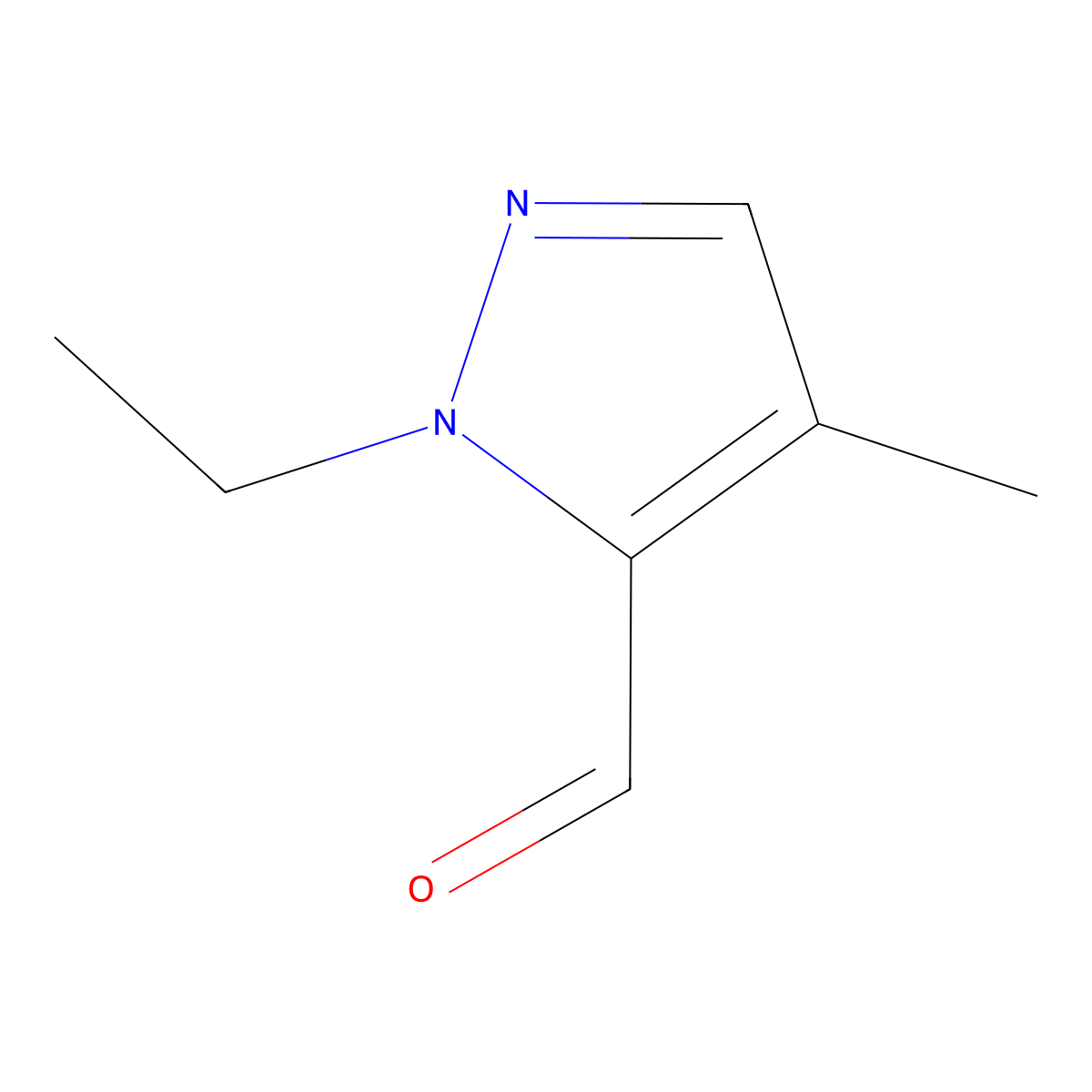 1-Ethyl-4-methyl-1H-pyrazole-5-carbaldehyde molecular structure, CAS 1855890-55-9