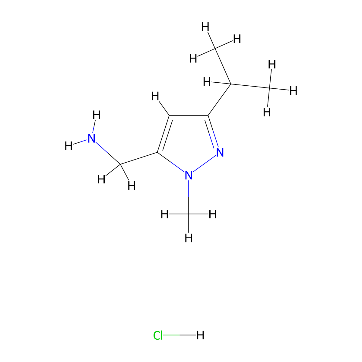 1-(3-Isopropyl-1-methyl-1H-pyrazol-5-yl)methanamine molecular structure, CAS 1855890-63-9