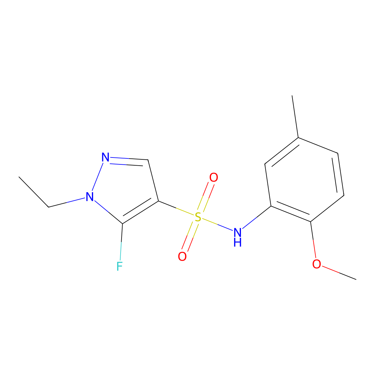 1-Ethyl-5-fluoro-N-(2-methoxy-5-methylphenyl)-1H-pyrazole-4-sulfonamide molecular structure, CAS 1855890-65-1