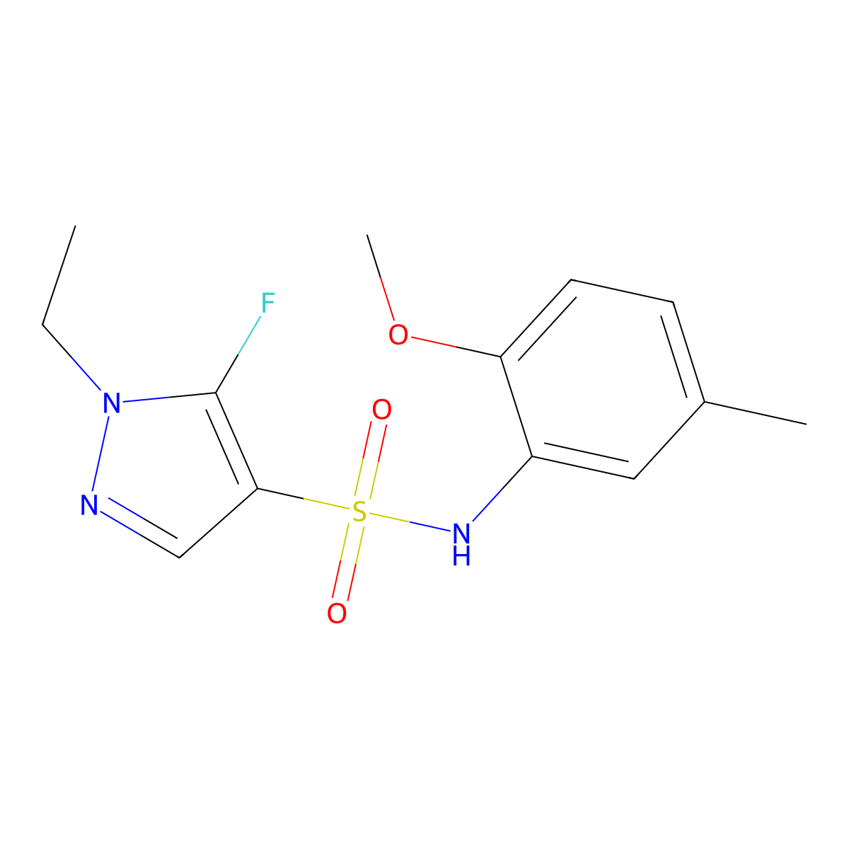 1-Ethyl-5-fluoro-N-(2-methoxy-5-methylphenyl)-1H-pyrazole-4-sulfonamide molecular structure, CAS 1855890-65-1