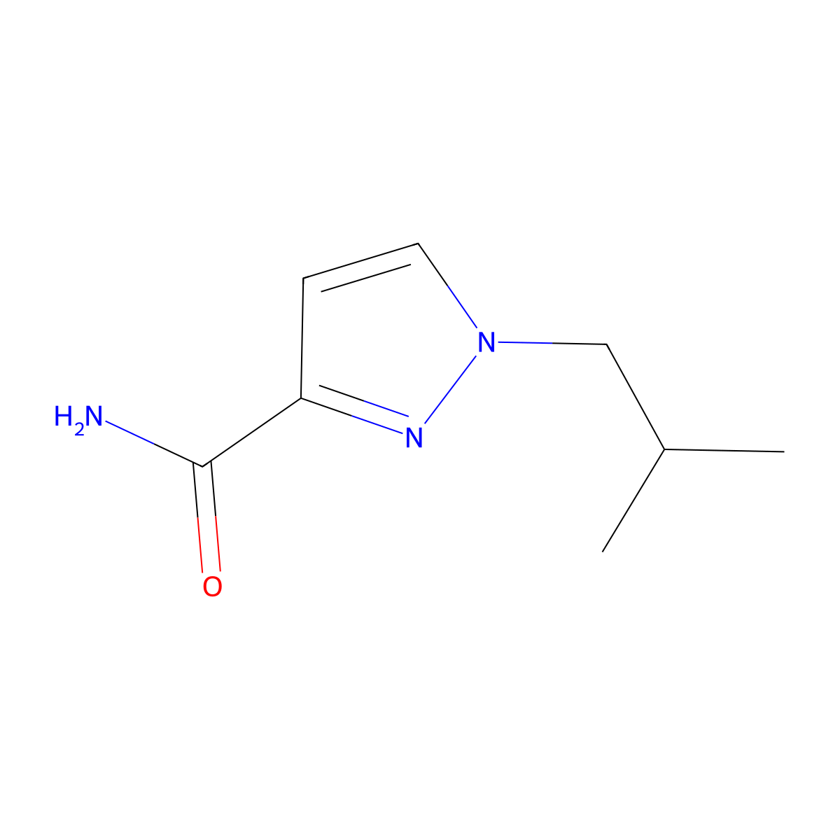 1-Isobutyl-1H-pyrazole-3-carboxamide molecular structure, CAS 1855890-75-3