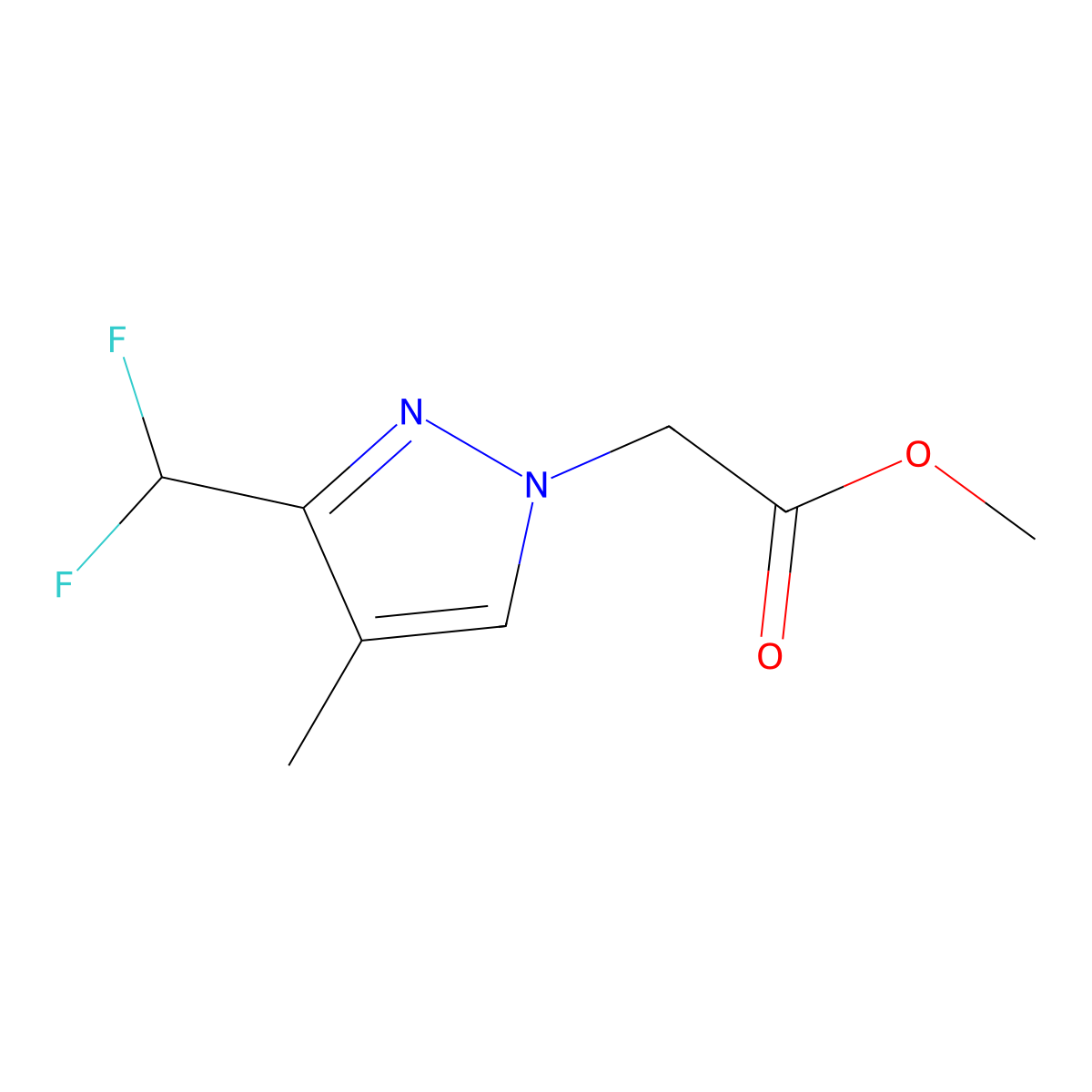 Methyl [3-(difluoromethyl)-4-methyl-1H-pyrazol-1-yl]acetate molecular structure, CAS 1855890-80-0