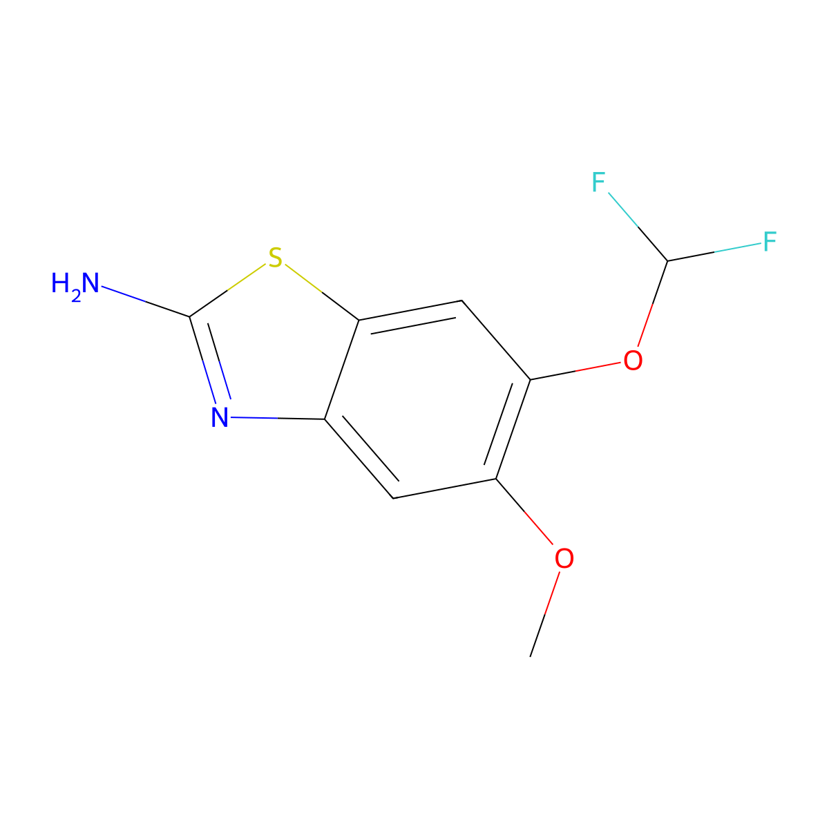 6-(Difluoromethoxy)-5-methoxy-1,3-benzothiazol-2-amine molecular structure, CAS 1855890-81-1