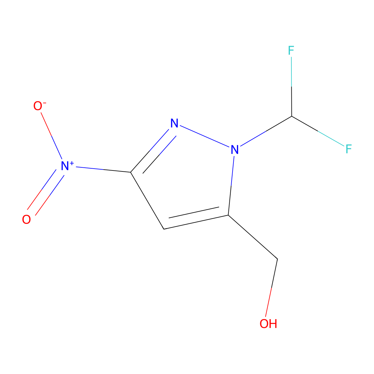[1-(difluoromethyl)-3-nitro-1H-pyrazol-5-yl]methanol molecular structure, CAS 1855890-83-3