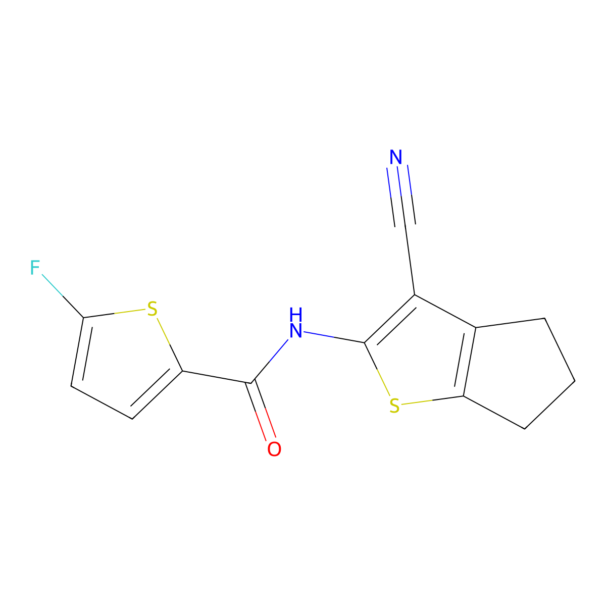 N-(3-Cyano-5,6-dihydro-4H-cyclopenta[b]thiophen-2-yl)-5-fluorothiophene-2-carboxamide molecular structure, CAS 1855890-89-9
