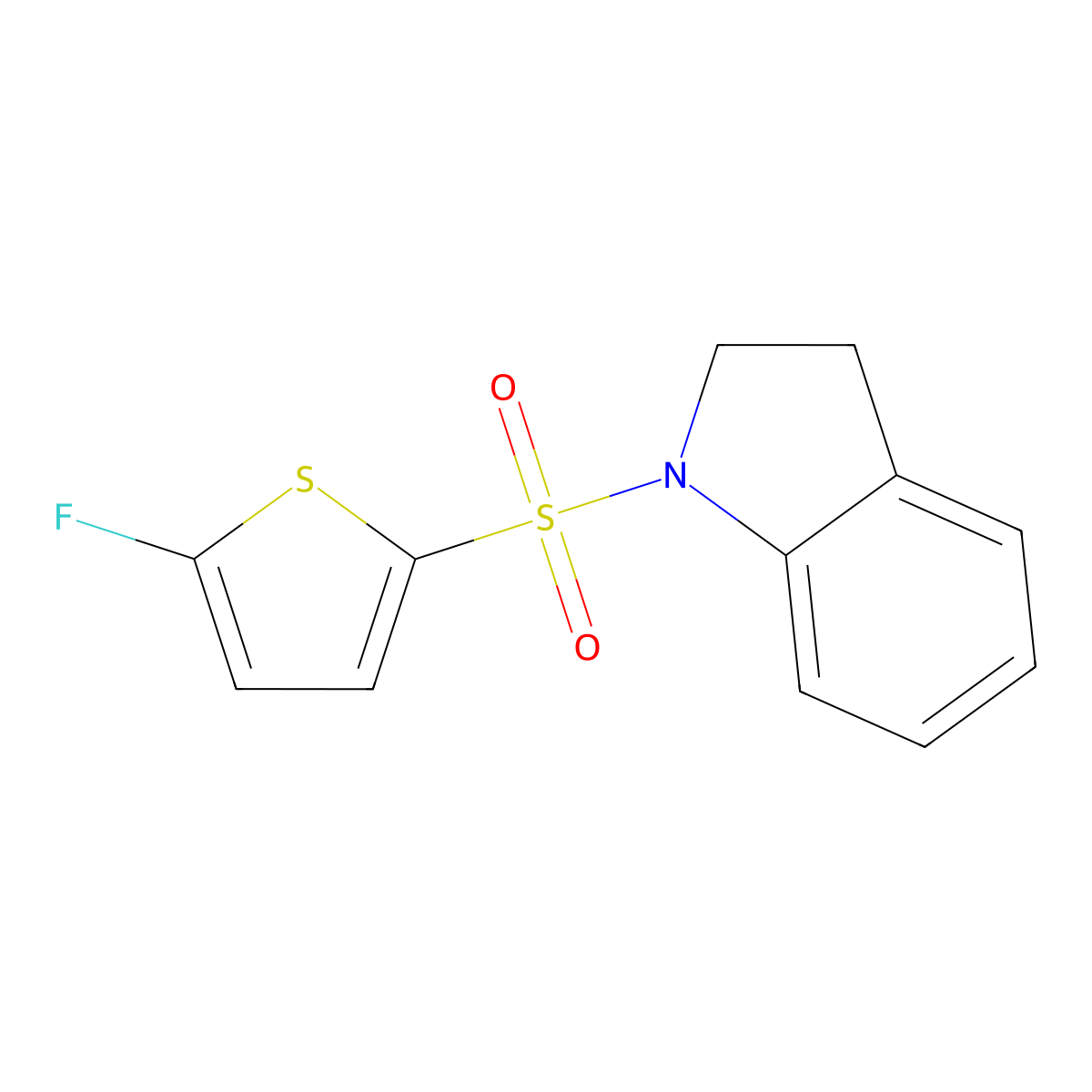 1-[(5-fluorothiophen-2-yl)sulfonyl]-2,3-dihydro-1H-indole molecular structure, CAS 1855890-94-6