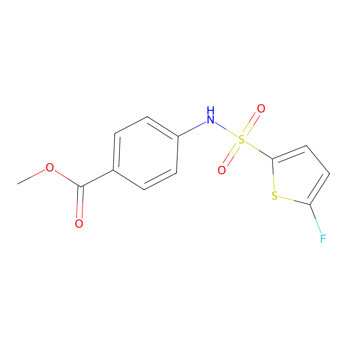Methyl 4-{[(5-fluoro-2-thienyl)sulfonyl]amino}benzoate molecular structure, CAS 1855891-02-9