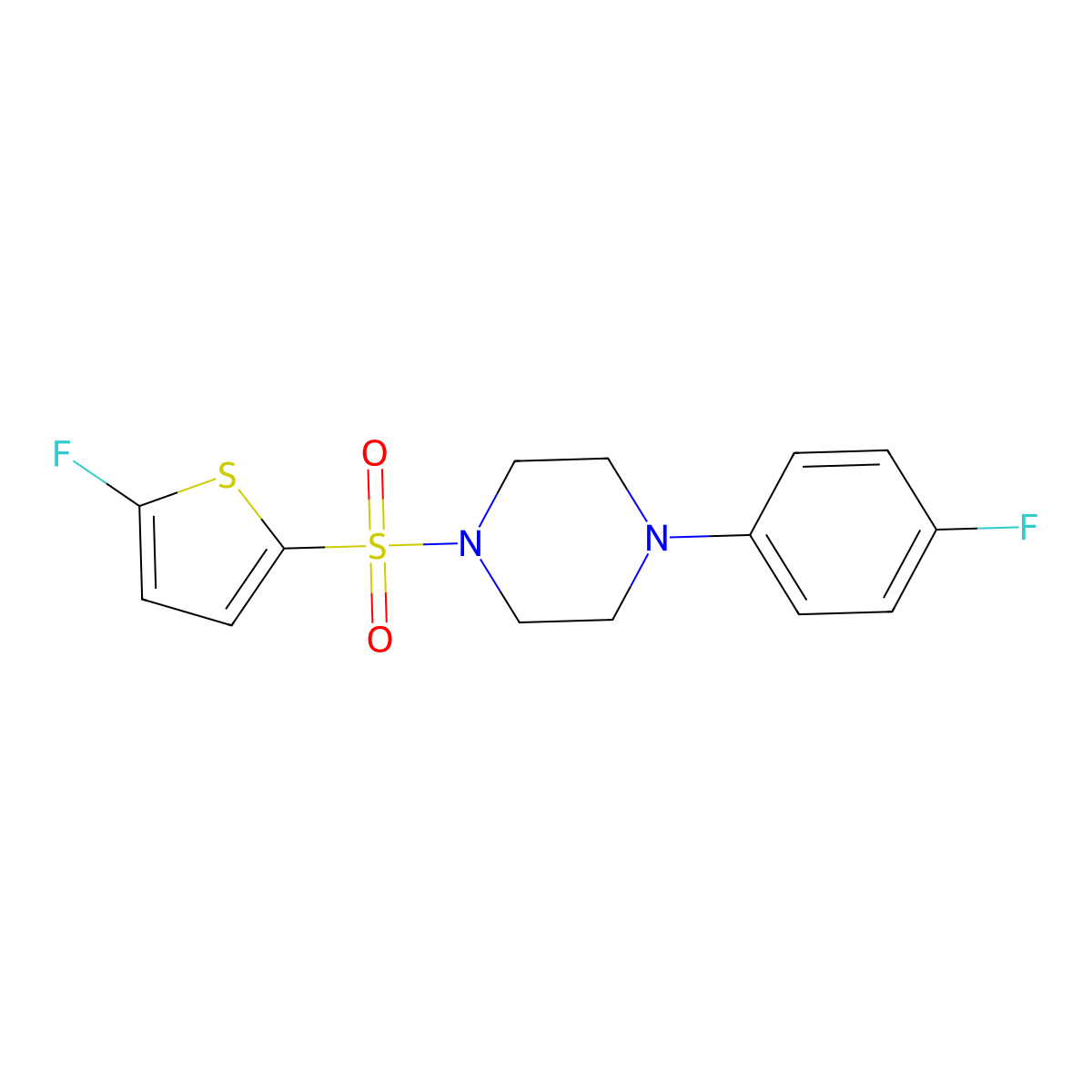 1-(4-Fluorophenyl)-4-[(5-fluoro-2-thienyl)sulfonyl]piperazine molecular structure, CAS 1855891-04-1