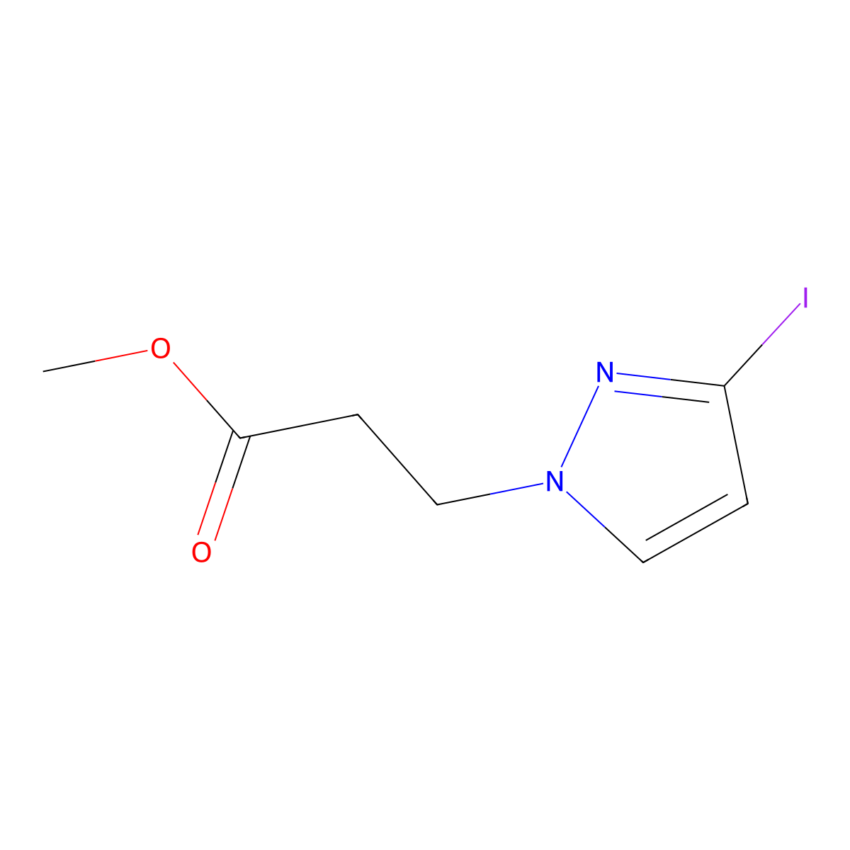 methyl 3-(3-iodo-1H-pyrazol-1-yl)propanoate molecular structure, CAS 1855891-05-2