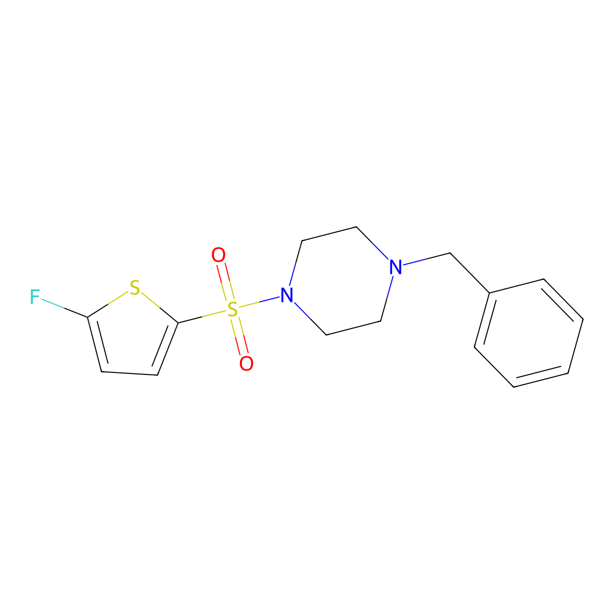 1-Benzyl-4-[(5-fluoro-2-thienyl)sulfonyl]piperazine molecular structure, CAS 1855891-06-3