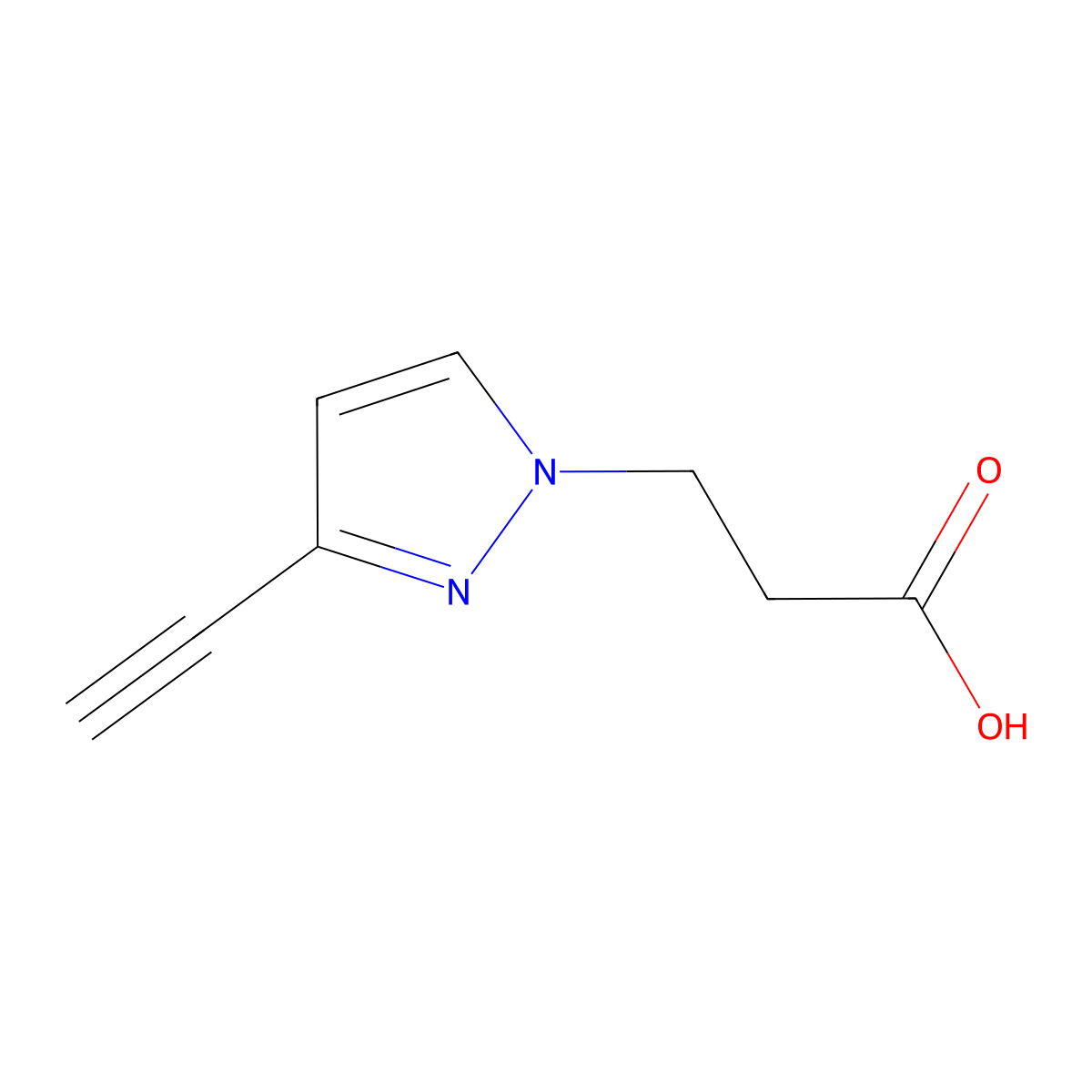 3-(3-ethynyl-1H-pyrazol-1-yl)propanoic acid molecular structure, CAS 1855891-09-6
