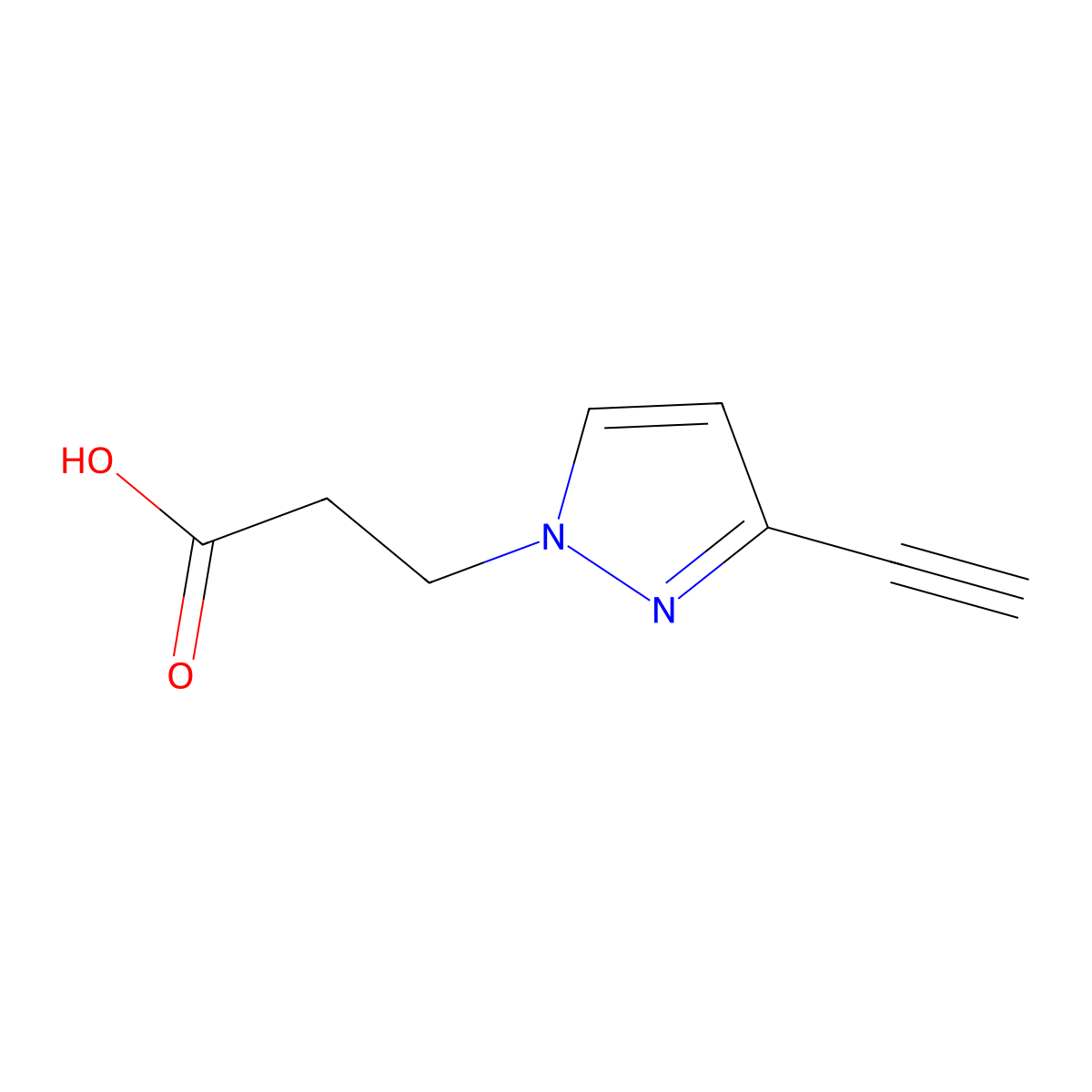 3-(3-ethynyl-1H-pyrazol-1-yl)propanoic acid molecular structure, CAS 1855891-09-6