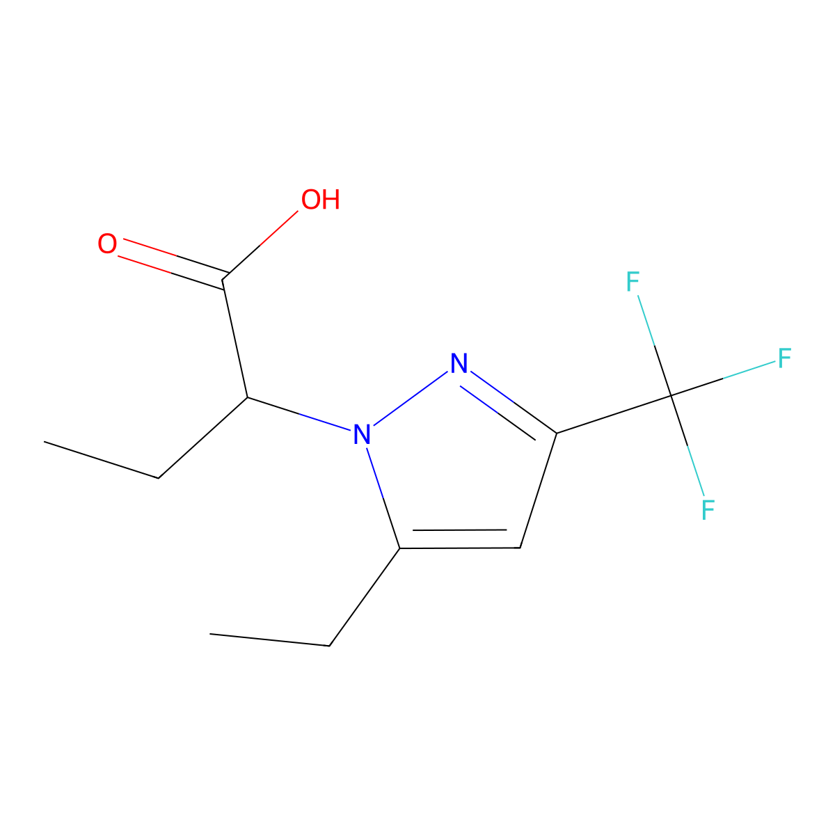 2-[5-Ethyl-3-(trifluoromethyl)-1H-pyrazol-1-yl]butanoic acid molecular structure, CAS 1855891-10-9