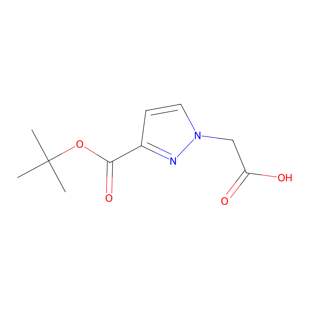 [3-(tert-butoxycarbonyl)-1H-pyrazol-1-yl]acetic acid molecular structure, CAS 1855891-13-2