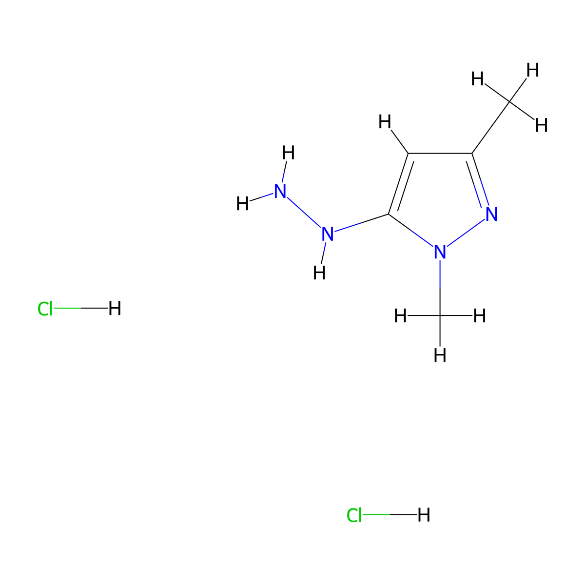 5-hydrazino-1,3-dimethyl-1H-pyrazole molecular structure, CAS 1855891-19-8