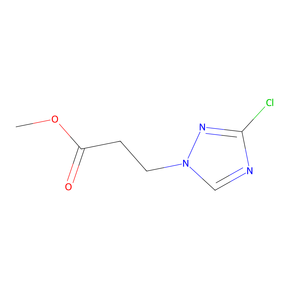methyl 3-(3-chloro-1H-1,2,4-triazol-1-yl)propanoate molecular structure, CAS 1855891-21-2