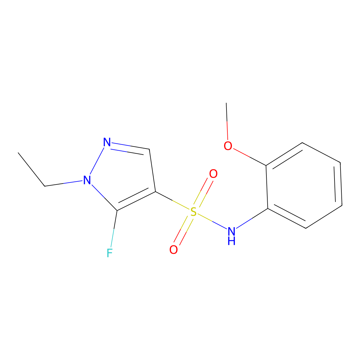 1-ethyl-5-fluoro-N-(2-methoxyphenyl)-1H-pyrazole-4-sulfonamide molecular structure, CAS 1855891-22-3