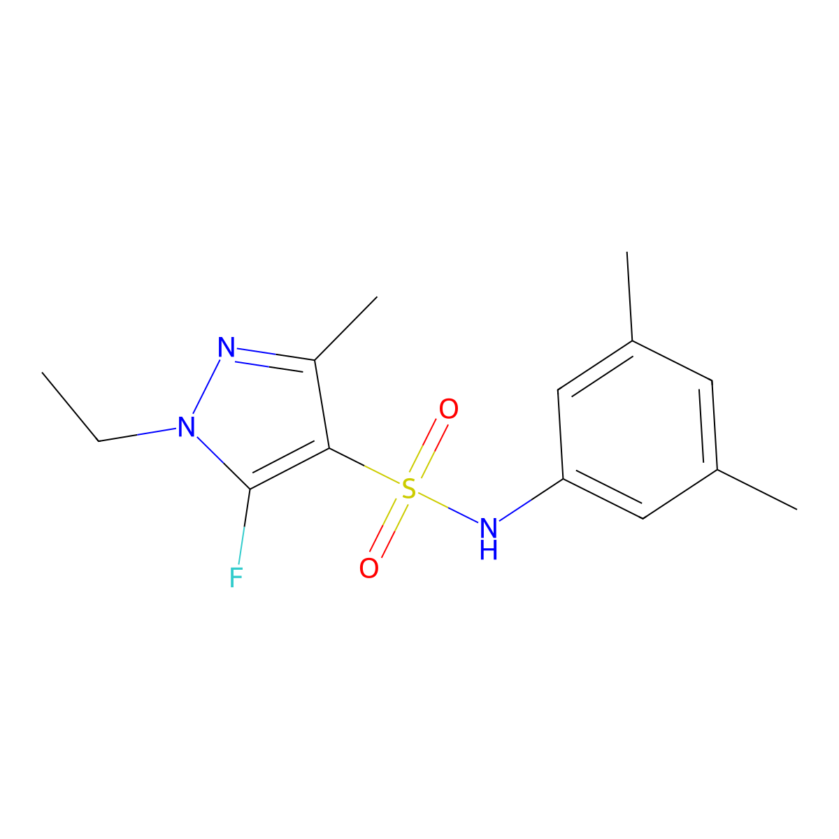 N-(3,5-Dimethylphenyl)-1-ethyl-5-fluoro-3-methyl-1H-pyrazole-4-sulfonamide molecular structure, CAS 1855891-31-4