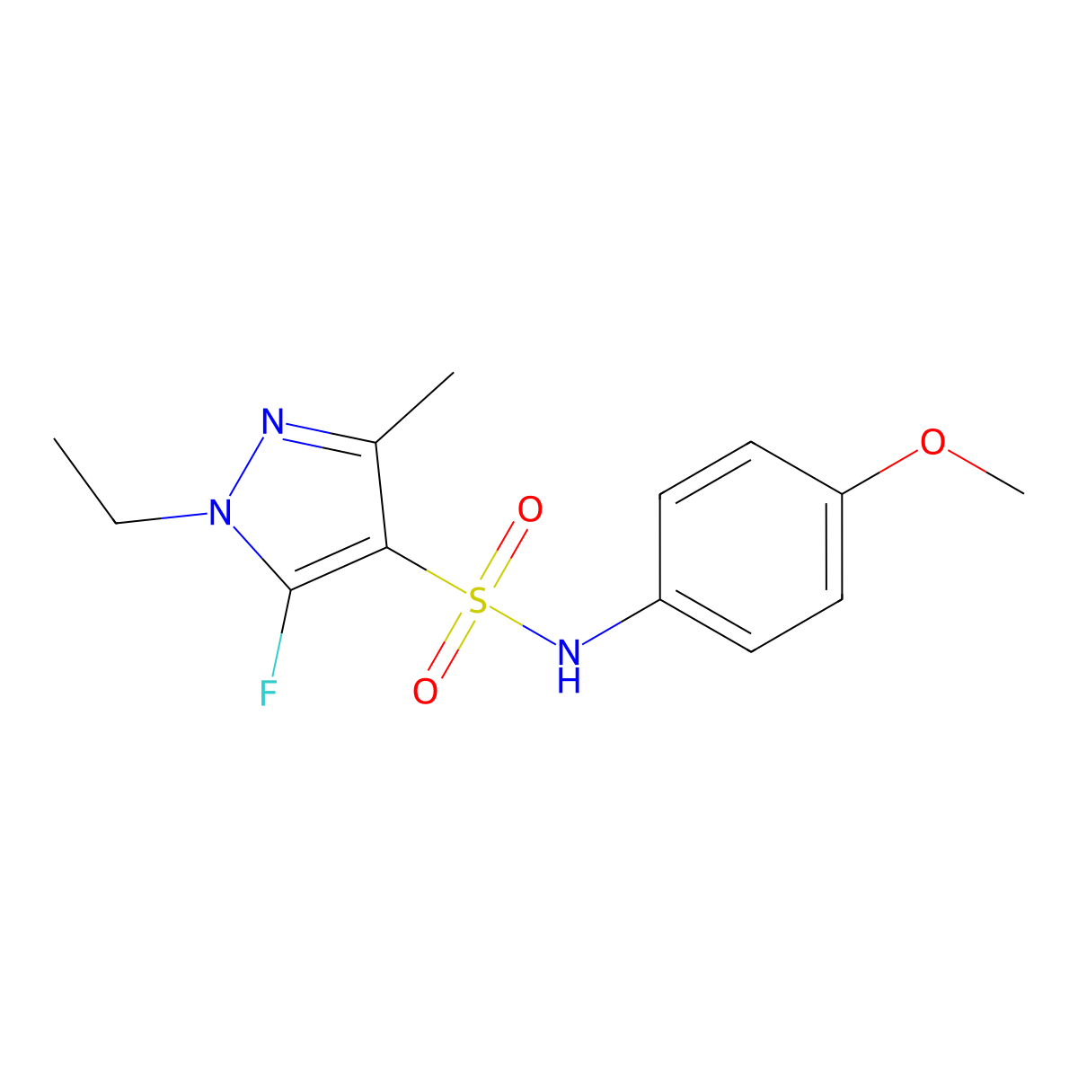 1-Ethyl-5-fluoro-N-(4-methoxyphenyl)-3-methyl-1H-pyrazole-4-sulfonamide molecular structure, CAS 1855891-38-1