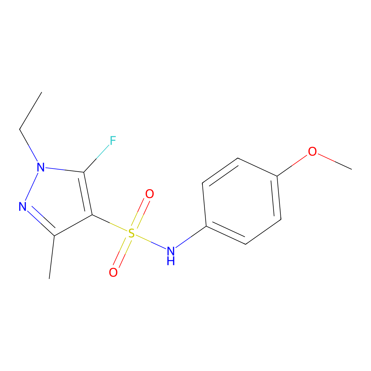 1-Ethyl-5-fluoro-N-(4-methoxyphenyl)-3-methyl-1H-pyrazole-4-sulfonamide molecular structure, CAS 1855891-38-1