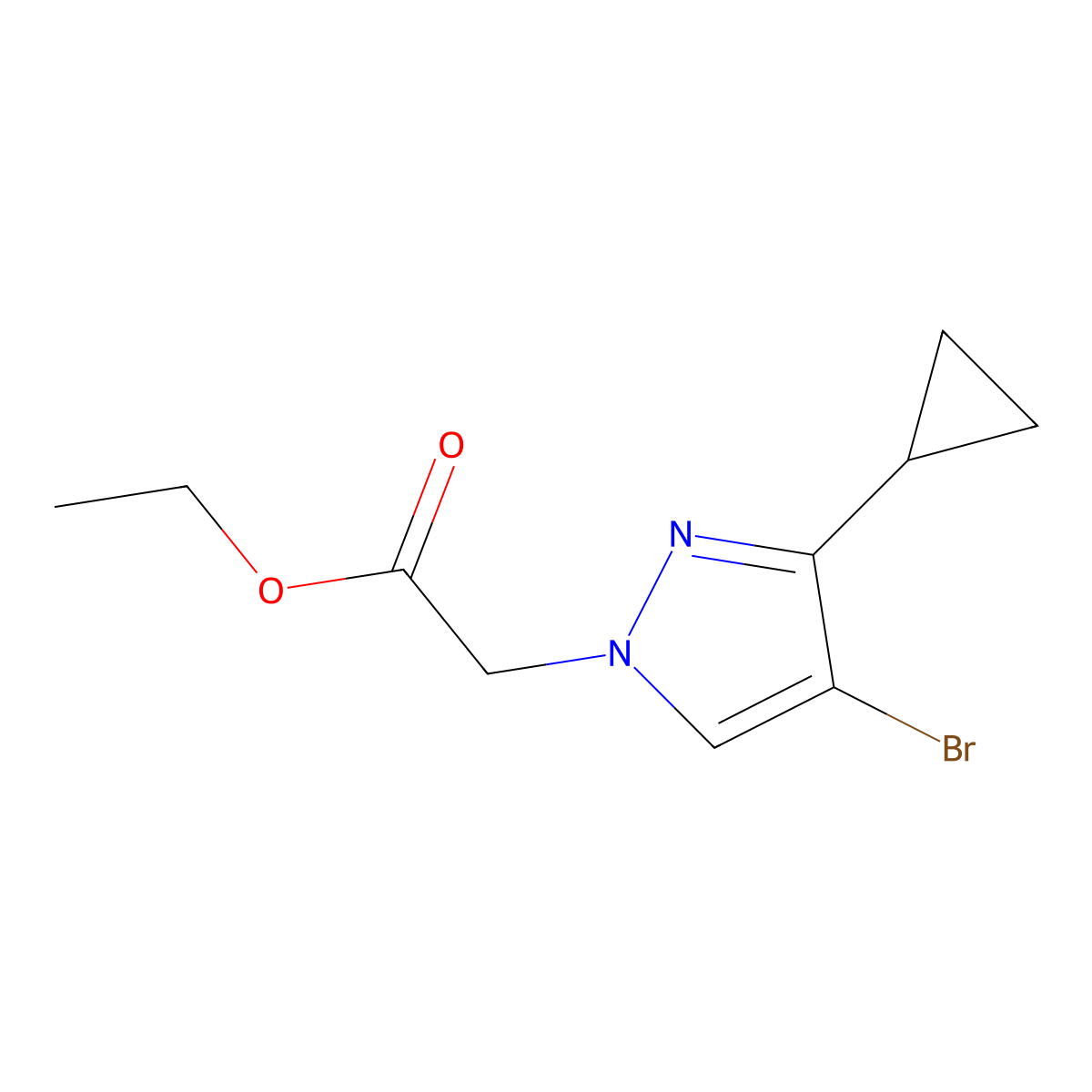 ethyl (4-bromo-3-cyclopropyl-1H-pyrazol-1-yl)acetate molecular structure, CAS 1855891-49-4