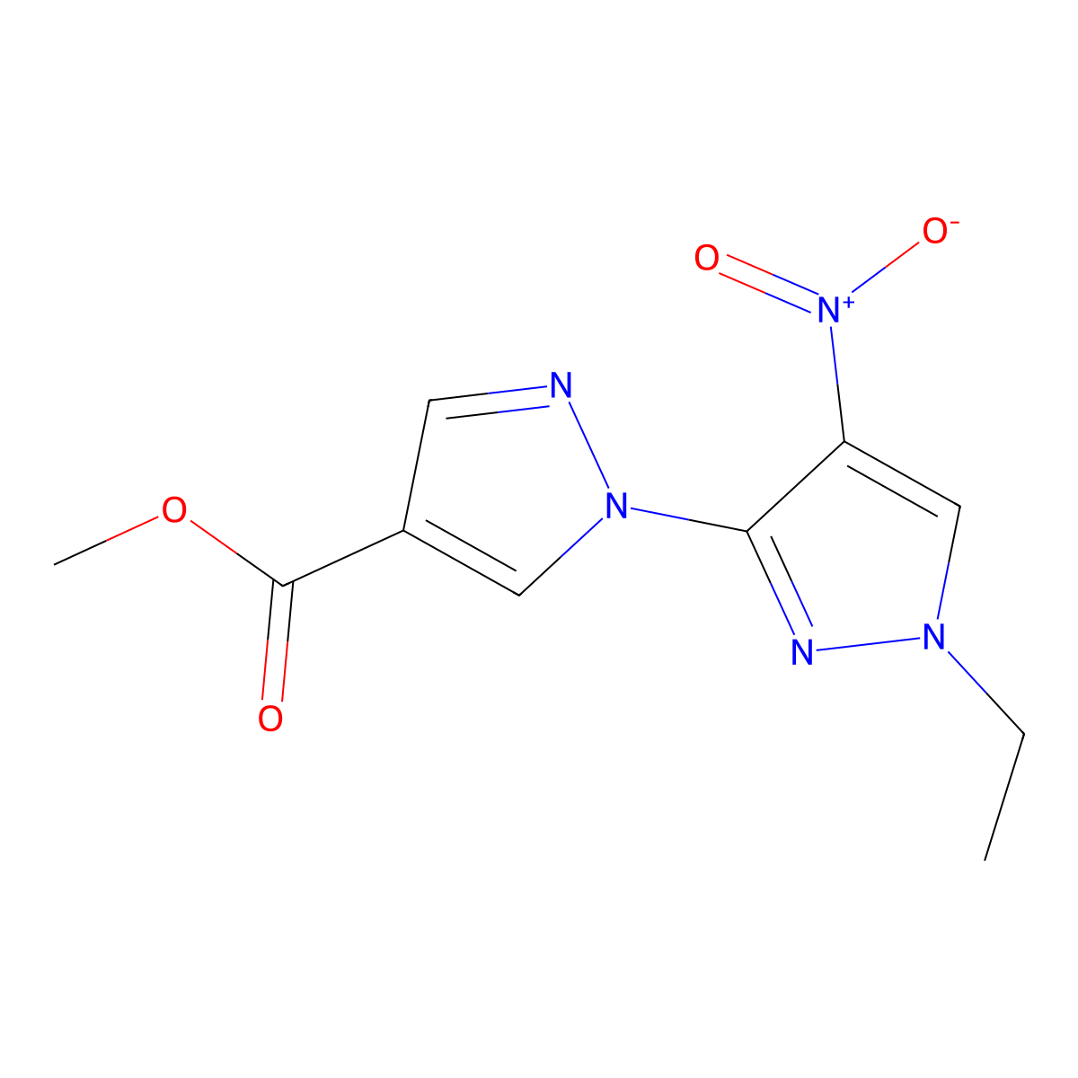 methyl 1'-ethyl-4'-nitro-1'H-1,3'-bipyrazole-4-carboxylate molecular structure, CAS 1855891-60-9