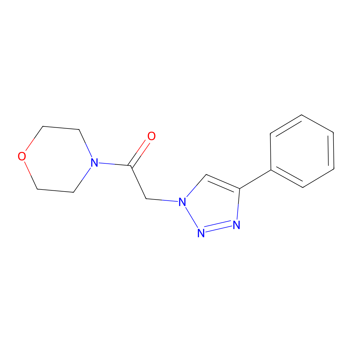 1-(morpholin-4-yl)-2-(4-phenyl-1H-1,2,3-triazol-1-yl)ethan-1-one molecular structure, CAS 1855892-22-6