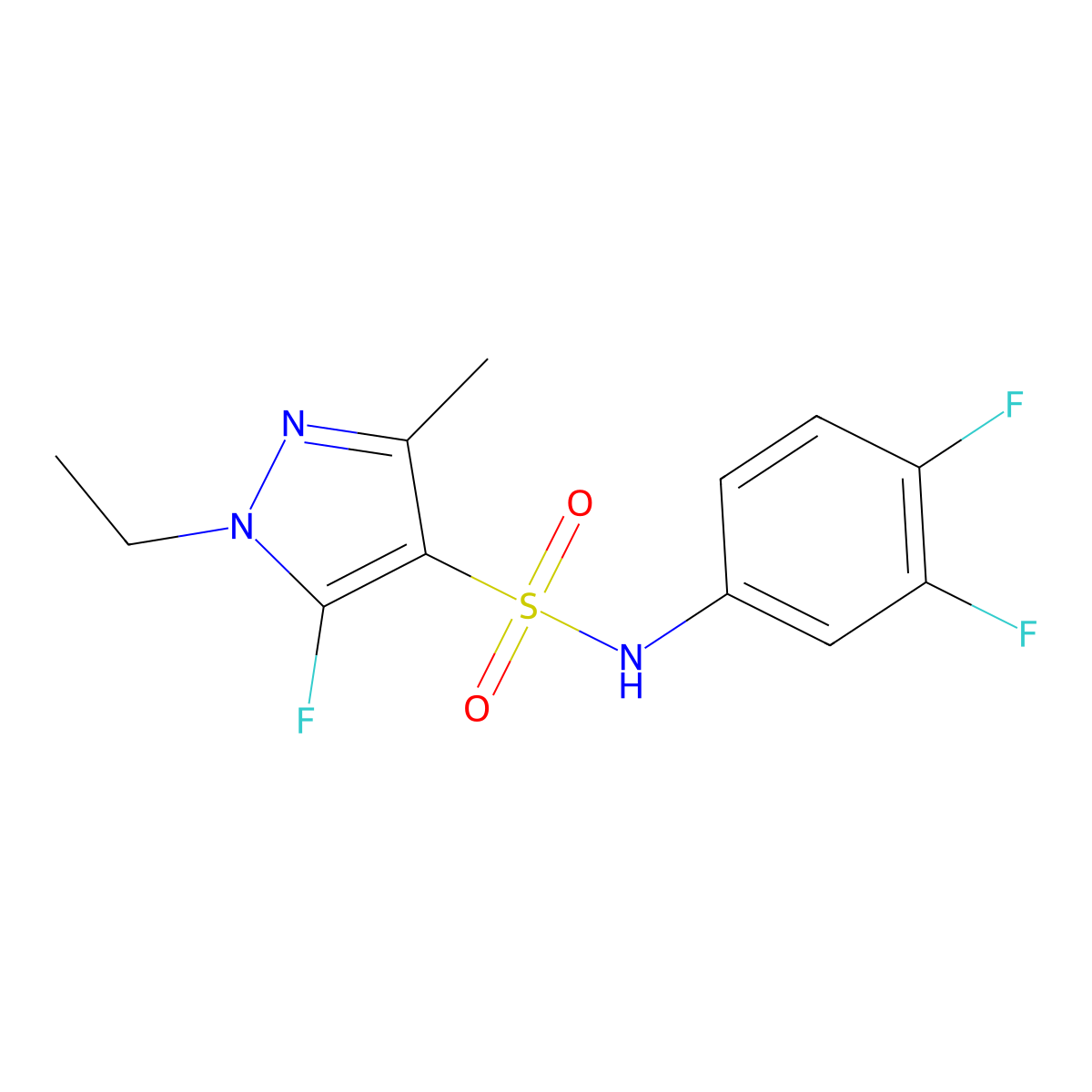 N-(3,4-Difluorophenyl)-1-ethyl-5-fluoro-3-methyl-1H-pyrazole-4-sulfonamide molecular structure, CAS 1855898-86-0