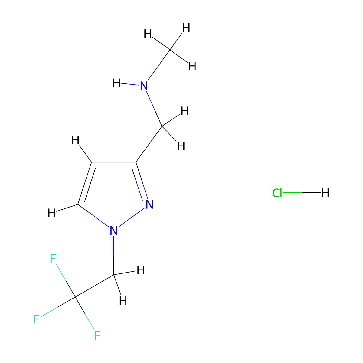 methyl{[1-(2,2,2-trifluoroethyl)-1H-pyrazol-3-yl]methyl}amine molecular structure, CAS 1855899-60-3