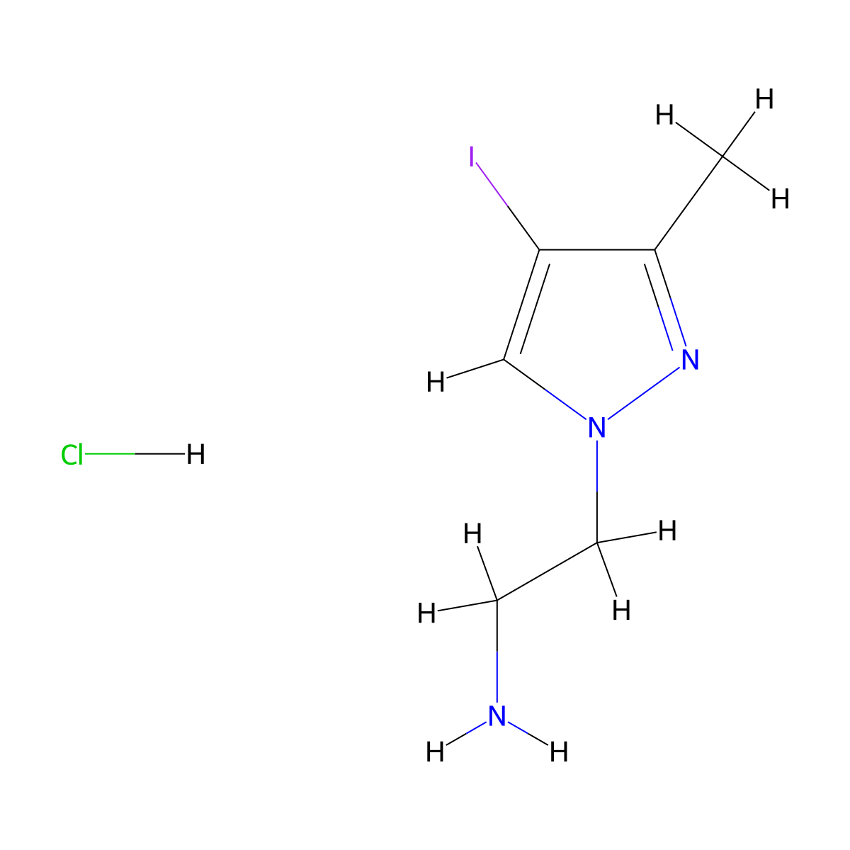 2-(4-Iodo-3-methyl-1H-pyrazol-1-yl)ethanamine hydrochloride molecular structure, CAS 1855899-66-9