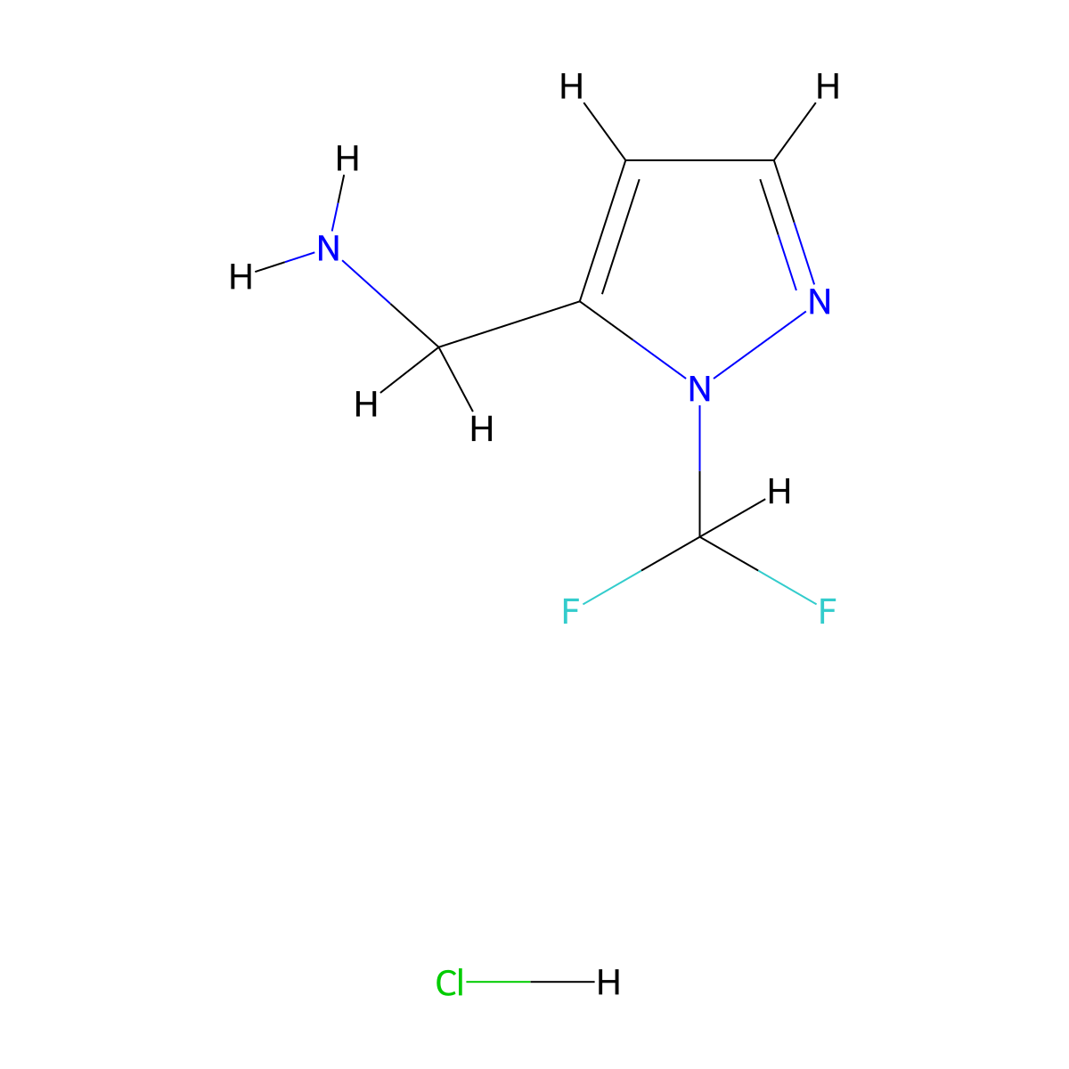 [1-(Difluoromethyl)-1H-pyrazol-5-yl]methylamine hydrochloride molecular structure, CAS 1855899-68-1