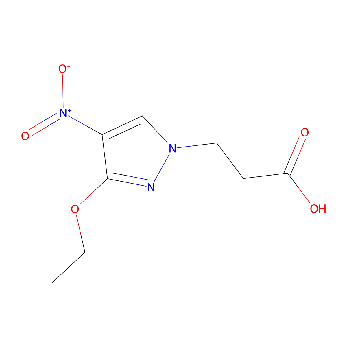 3-(3-ethoxy-4-nitro-1H-pyrazol-1-yl)propanoic acid molecular structure, CAS 1855899-69-2