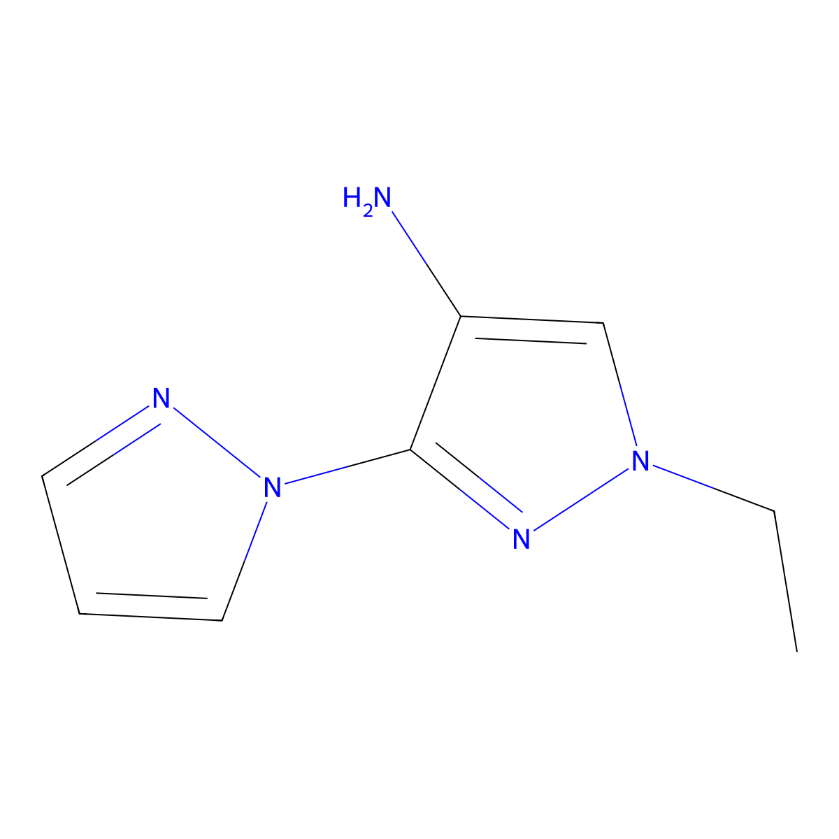 1'-ethyl-1'H-1,3'-bipyrazol-4'-amine molecular structure, CAS 1855899-75-0