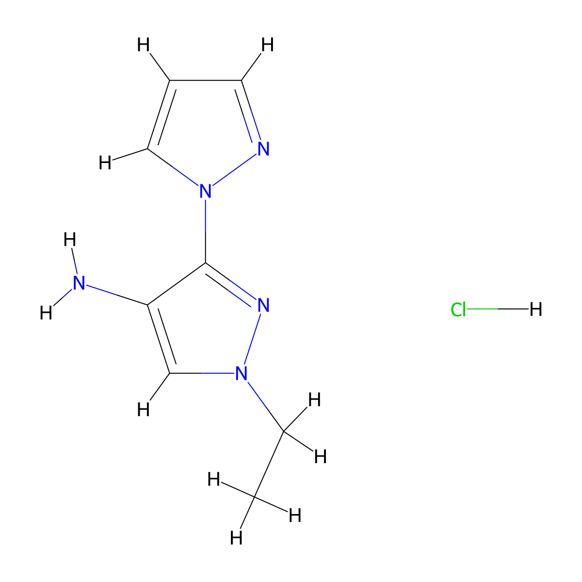 1'-Ethyl-1'H-[1,3'-bipyrazol]-4'-amine hydrochloride molecular structure, CAS 1855899-76-1