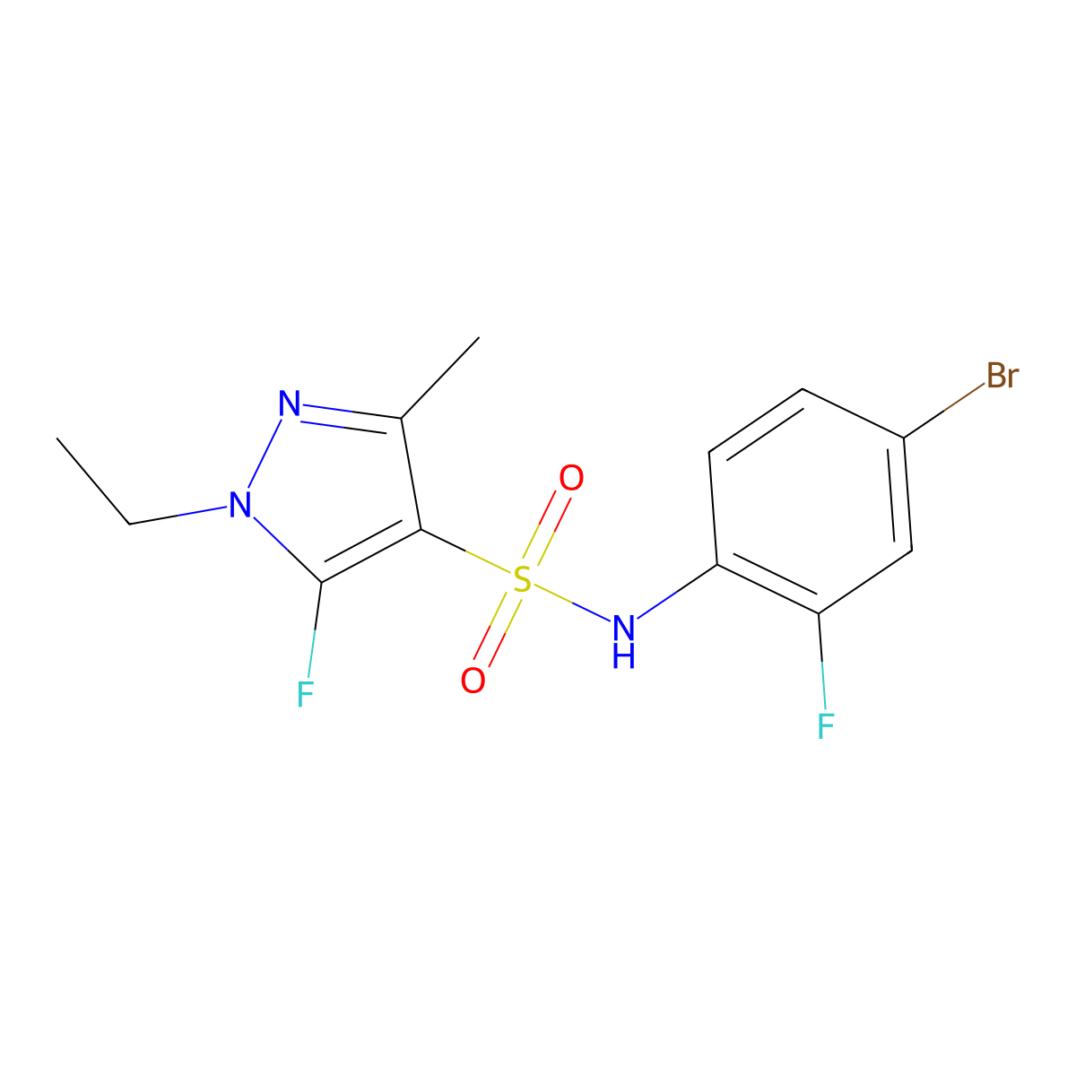 N-(4-Bromo-2-fluorophenyl)-1-ethyl-5-fluoro-3-methyl-1H-pyrazole-4-sulfonamide molecular structure, CAS 1855899-83-0