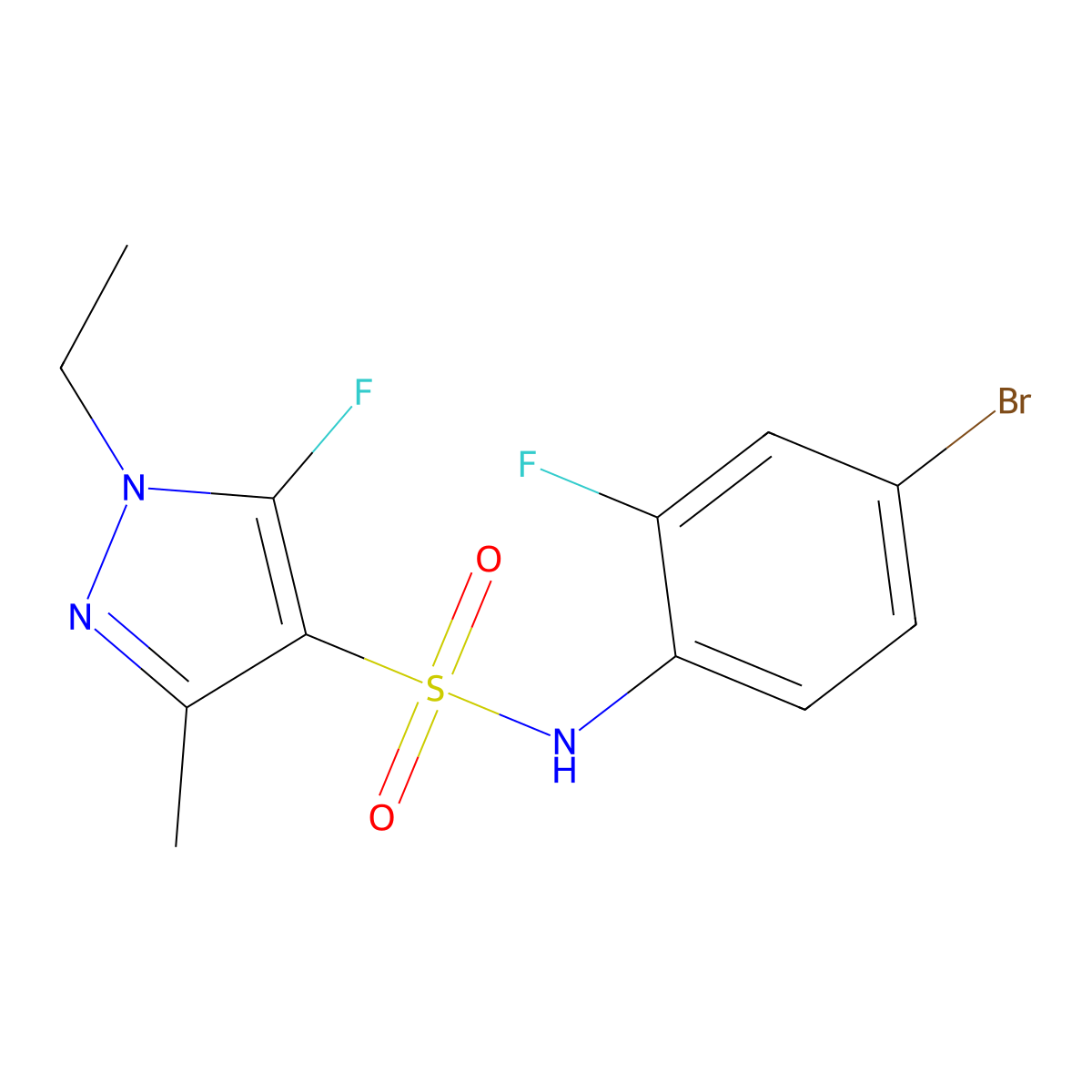 N-(4-Bromo-2-fluorophenyl)-1-ethyl-5-fluoro-3-methyl-1H-pyrazole-4-sulfonamide molecular structure, CAS 1855899-83-0
