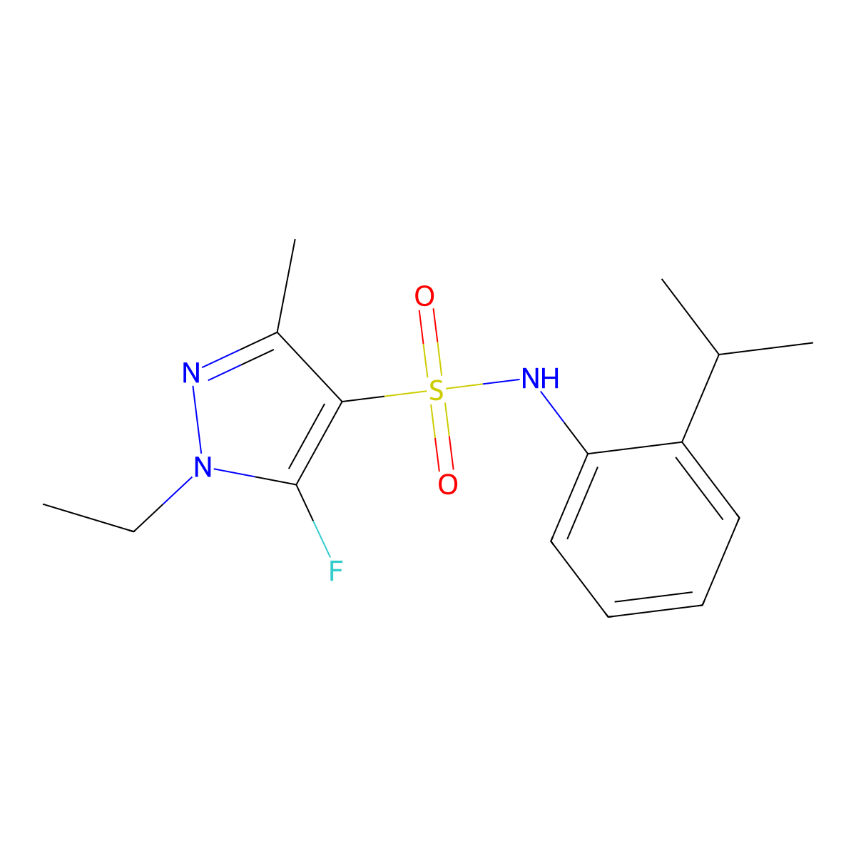 1-Ethyl-5-fluoro-N-(2-isopropylphenyl)-3-methyl-1H-pyrazole-4-sulfonamide molecular structure, CAS 1855899-87-4