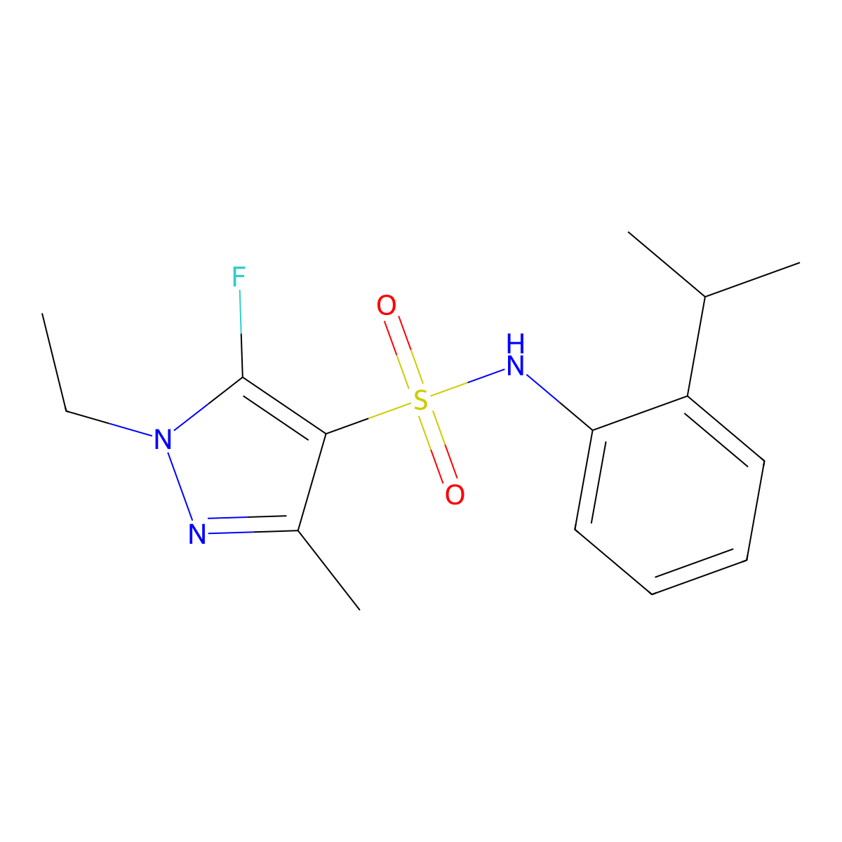 1-Ethyl-5-fluoro-N-(2-isopropylphenyl)-3-methyl-1H-pyrazole-4-sulfonamide molecular structure, CAS 1855899-87-4