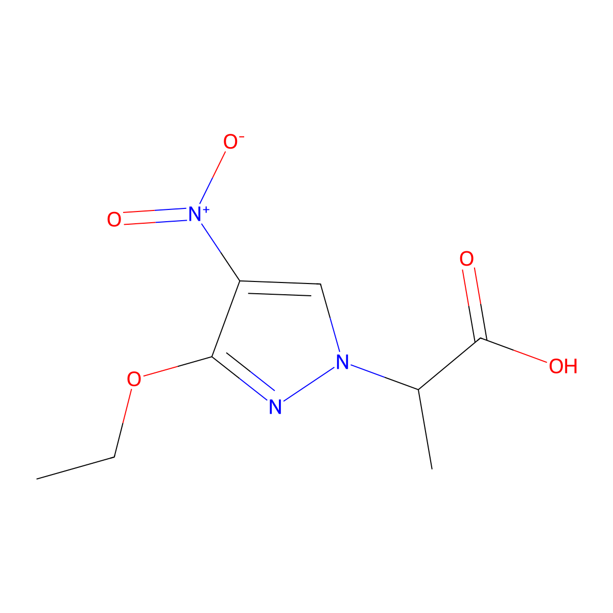 2-(3-ethoxy-4-nitro-1H-pyrazol-1-yl)propanoic acid molecular structure, CAS 1855899-96-5