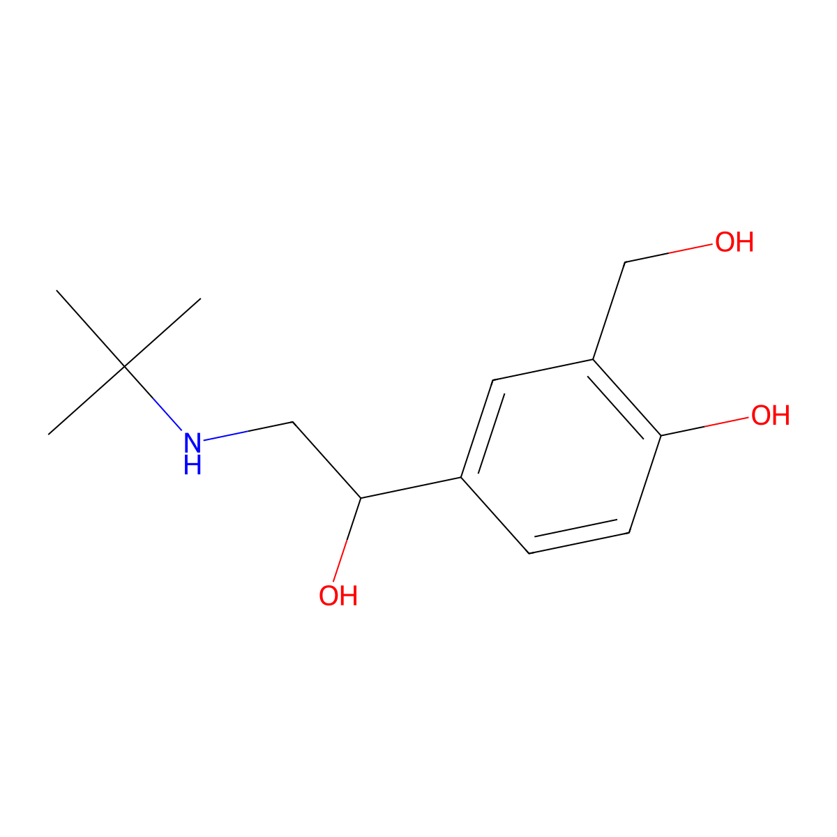 Salbutamol molecular structure, CAS 18559-94-9