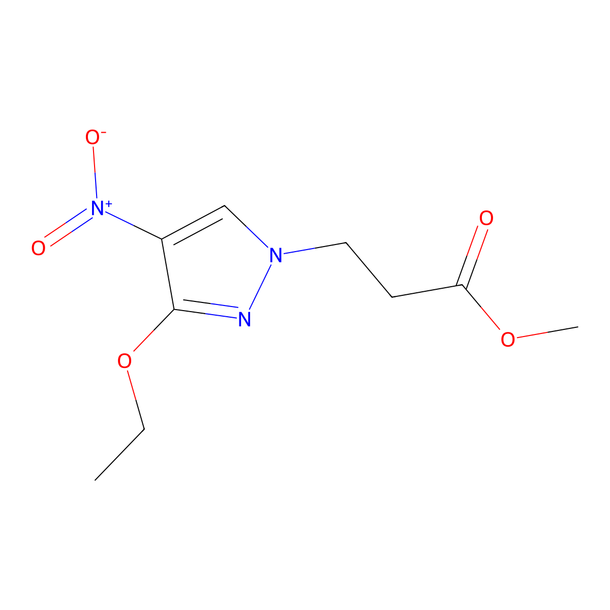 methyl 3-(3-ethoxy-4-nitro-1H-pyrazol-1-yl)propanoate molecular structure, CAS 1855900-17-2