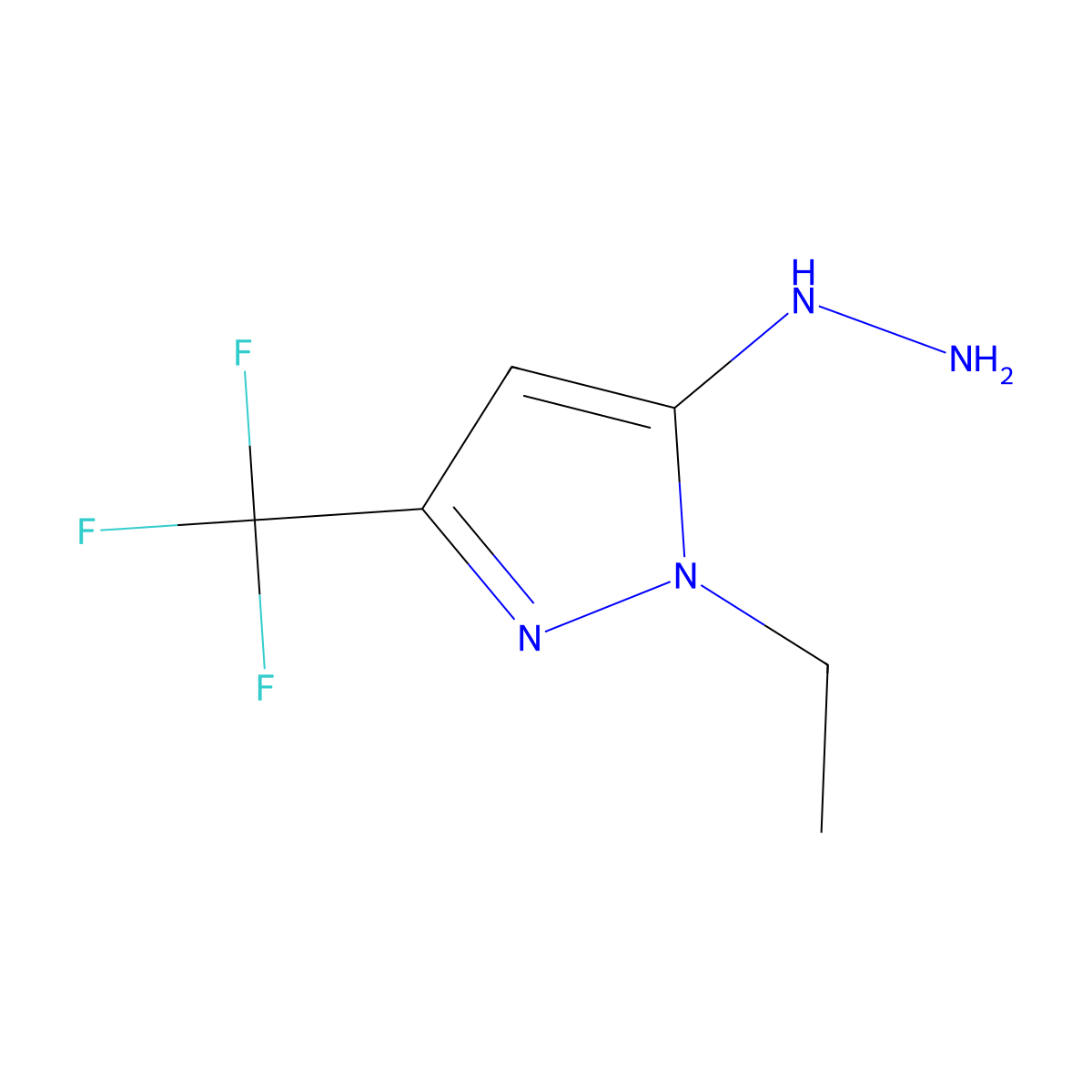 1-ethyl-5-hydrazinyl-3-(trifluoromethyl)-1H-pyrazole molecular structure, CAS 1855900-51-4