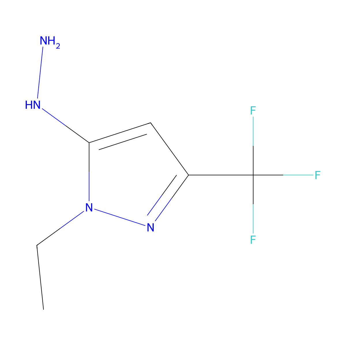 1-ethyl-5-hydrazinyl-3-(trifluoromethyl)-1H-pyrazole molecular structure, CAS 1855900-51-4