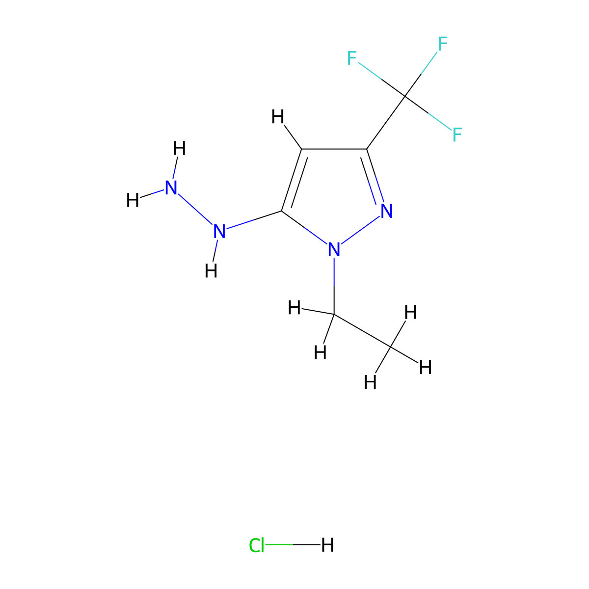 1-Ethyl-5-hydrazino-3-(trifluoromethyl)-1H-pyrazole hydrochloride molecular structure, CAS 1855900-52-5